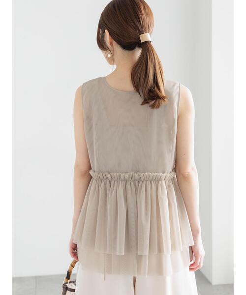 Te chichi（テチチ）の「チュールティアードギャザーマルチベスト（シャツ/ブラウス・レディース・チャコールグレー/ベージュ・F）」の9枚目の写真