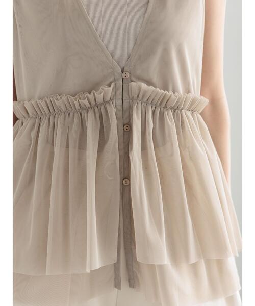 Te chichi（テチチ）の「チュールティアードギャザーマルチベスト（シャツ/ブラウス・レディース・チャコールグレー/ベージュ・F）」の11枚目の写真