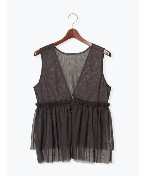 Te chichi（テチチ）の「チュールティアードギャザーマルチベスト（シャツ/ブラウス・レディース・チャコールグレー/ベージュ・F）」の12枚目の写真