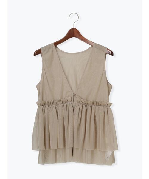 Te chichi（テチチ）の「チュールティアードギャザーマルチベスト（シャツ/ブラウス・レディース・チャコールグレー/ベージュ・F）」の13枚目の写真