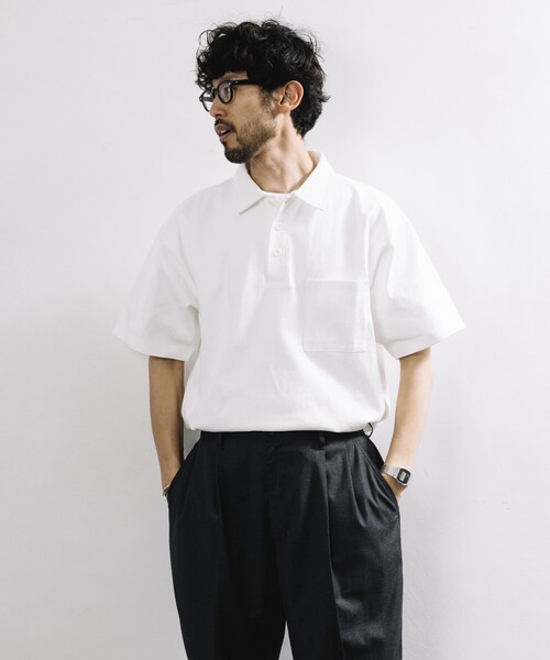 FREAK'S STORE(フリークスストア)の「HEAVY WEIGHT / ヘビーウェイト ポロネック ショートスリーブTシャツ/10.5オンス(Tシャツ/カットソー・メンズ・チャコールグレー/ブラック/ワインレッド/ベージュ/ライトグレー/ホワイト・SMALL/LARGE/MEDIUM)」の2枚目の写真