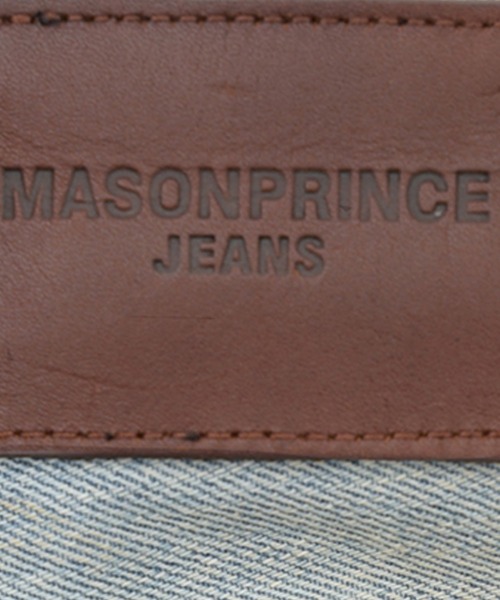 ルーズフィット ステッカープリント サイドベルト付き デニムパンツ