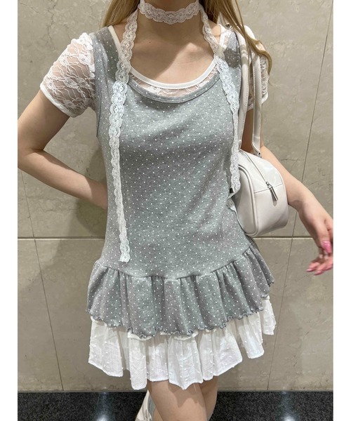 Bibiy フリルタンクトップ Bibiy COLENNETOP ホワイト フリルタンクトップ - メルカリ