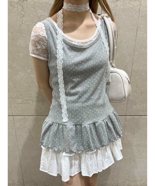 PHILLY（フィリー）の「ドットフリルタンクトップ（タンクトップ・レディース・ホワイト/グレー・FREE）」の10枚目の写真