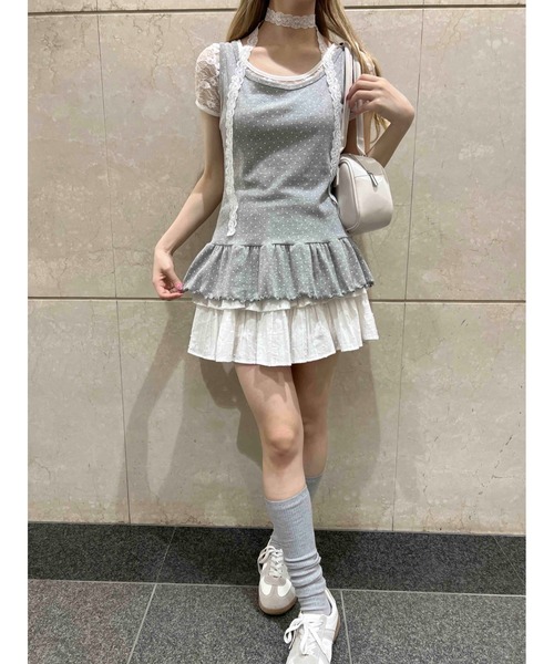 PHILLY（フィリー）の「ドットフリルタンクトップ（タンクトップ・レディース・ホワイト/グレー・FREE）」の12枚目の写真