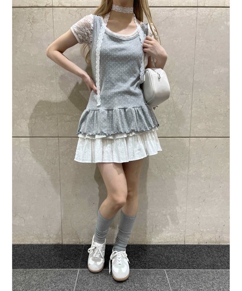 PHILLY（フィリー）の「ドットフリルタンクトップ（タンクトップ・レディース・ホワイト/グレー・FREE）」の13枚目の写真