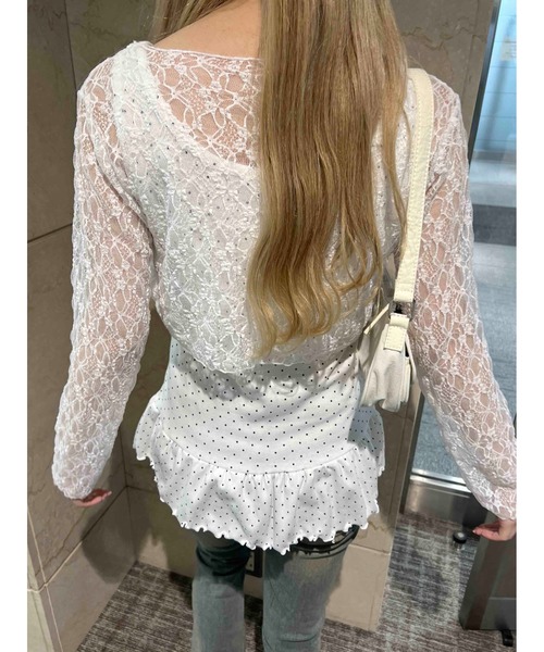 PHILLY（フィリー）の「ドットフリルタンクトップ（タンクトップ・レディース・ホワイト/グレー・FREE）」の5枚目の写真