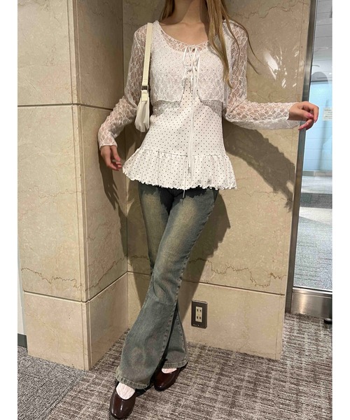 PHILLY（フィリー）の「ドットフリルタンクトップ（タンクトップ・レディース・ホワイト/グレー・FREE）」の7枚目の写真