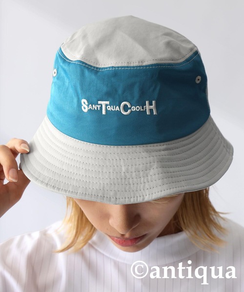 antiqua(アンティカ)の「【STCH】配色ロゴバケットハット(ハット・レディース・ライトグレー/ネイビー・L/M)」の1枚目の写真