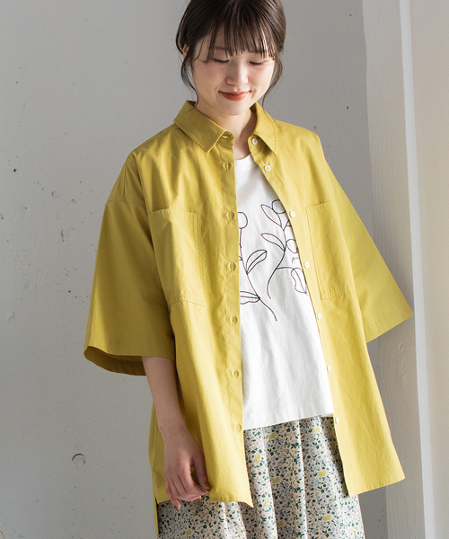 POU DOU DOU(プードゥドゥ)の「バック刺繍オーバーサイズシャツ(シャツ/ブラウス・レディース・オフホワイト/ブルー/イエロー・M)」の11枚目の写真