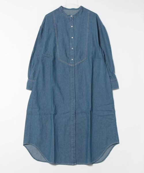 PREFERIR(プレフェリール)の「デニム バンドカラーシャツワンピース(シャツワンピース・レディース・ネイビー/ブルー・MEDIUM/LARGE)」の4枚目の写真