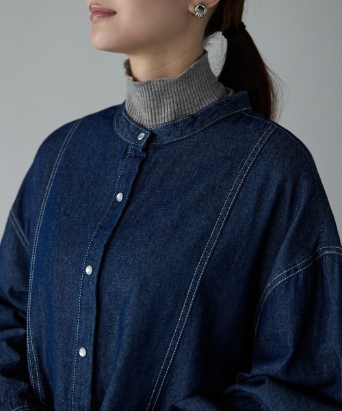 PREFERIR(プレフェリール)の「デニム バンドカラーシャツワンピース(シャツワンピース・レディース・ネイビー/ブルー・MEDIUM/LARGE)」の16枚目の写真