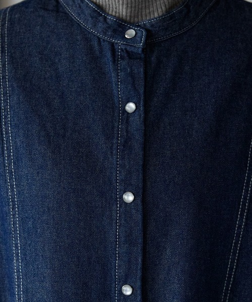 PREFERIR(プレフェリール)の「デニム バンドカラーシャツワンピース(シャツワンピース・レディース・ネイビー/ブルー・MEDIUM/LARGE)」の19枚目の写真