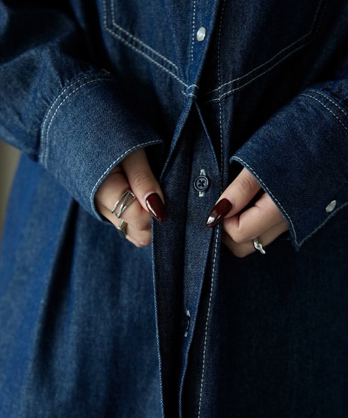 PREFERIR(プレフェリール)の「デニム バンドカラーシャツワンピース(シャツワンピース・レディース・ネイビー/ブルー・MEDIUM/LARGE)」の20枚目の写真