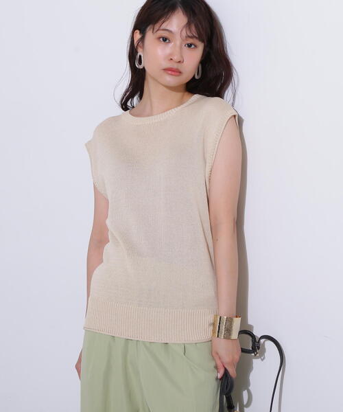 N.(N. Natural Beauty Basic)(エヌエヌナチュラルビューティーベーシック)の「リネンライクオーバーニット(ニット/セーター・レディース・オフホワイト/ブラウン/レッド・MEDIUM)」の4枚目の写真