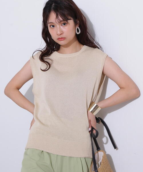 N.(N. Natural Beauty Basic)(エヌエヌナチュラルビューティーベーシック)の「リネンライクオーバーニット(ニット/セーター・レディース・オフホワイト/ブラウン/レッド・MEDIUM)」の5枚目の写真