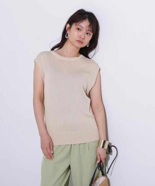 N.(N. Natural Beauty Basic)(エヌエヌナチュラルビューティーベーシック)の「リネンライクオーバーニット(ニット/セーター・レディース・オフホワイト/ブラウン/レッド・MEDIUM)」の7枚目の写真