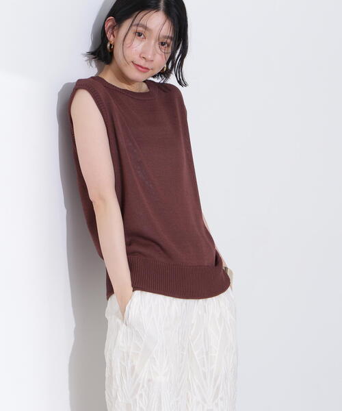 N.(N. Natural Beauty Basic)(エヌエヌナチュラルビューティーベーシック)の「リネンライクオーバーニット(ニット/セーター・レディース・オフホワイト/ブラウン/レッド・MEDIUM)」の19枚目の写真