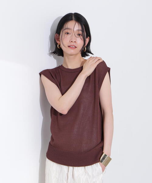 N.(N. Natural Beauty Basic)(エヌエヌナチュラルビューティーベーシック)の「リネンライクオーバーニット(ニット/セーター・レディース・オフホワイト/ブラウン/レッド・MEDIUM)」の21枚目の写真