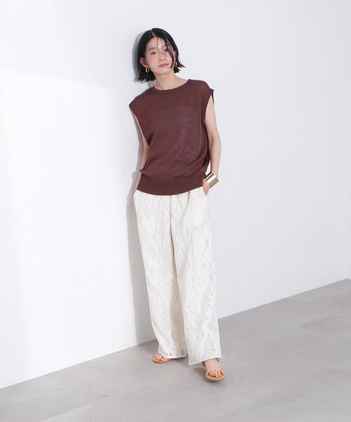 N.(N. Natural Beauty Basic)(エヌエヌナチュラルビューティーベーシック)の「リネンライクオーバーニット(ニット/セーター・レディース・オフホワイト/ブラウン/レッド・MEDIUM)」の22枚目の写真