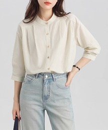 Beststore（ベストストア）の「バンドカラー　シャツ ブラウス　カラーストライプ（シャツ/ブラウス）」