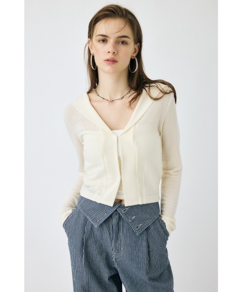 MOUSSY(マウジー)の「SHEER HOODIE カーディガン(カーディガン/ボレロ・レディース・オフホワイト/ブラック/ネイビー・FREE)」の2枚目の写真