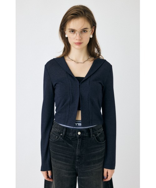 MOUSSY(マウジー)の「SHEER HOODIE カーディガン(カーディガン/ボレロ・レディース・オフホワイト/ブラック/ネイビー・FREE)」の10枚目の写真