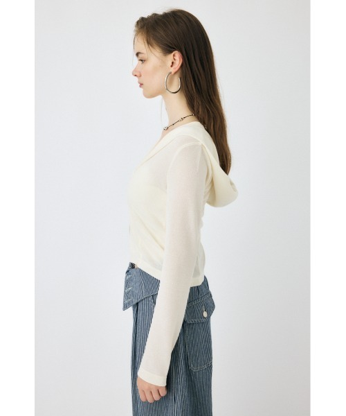 MOUSSY(マウジー)の「SHEER HOODIE カーディガン(カーディガン/ボレロ・レディース・オフホワイト/ブラック/ネイビー・FREE)」の19枚目の写真