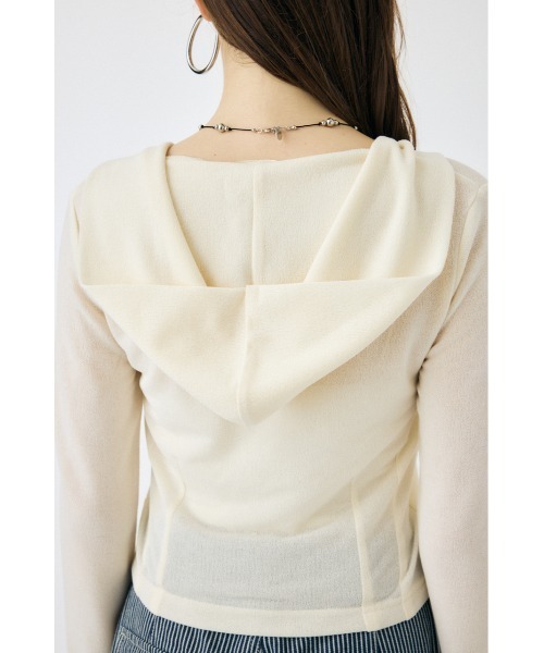 MOUSSY(マウジー)の「SHEER HOODIE カーディガン(カーディガン/ボレロ・レディース・オフホワイト/ブラック/ネイビー・FREE)」の22枚目の写真