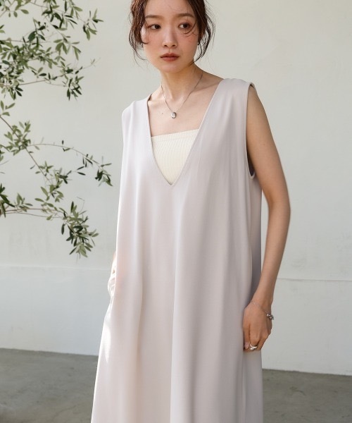 Bab（バブ）の「【低身長さん向けサイズあり】【マタニティ】【イージーケア】イージージョーゼット前後2WAYジャンパースカート（ワンピース・レディース・ブラック/モカ/ベージュ/チャコールグレー/アイボリー・SMALL/MEDIUM）」の2枚目の写真