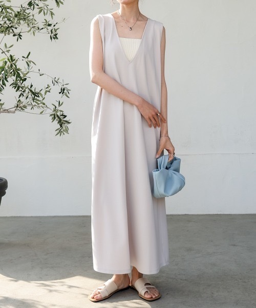 Bab（バブ）の「【低身長さん向けサイズあり】【マタニティ】【イージーケア】イージージョーゼット前後2WAYジャンパースカート（ワンピース・レディース・ブラック/モカ/ベージュ/チャコールグレー/アイボリー・SMALL/MEDIUM）」の10枚目の写真