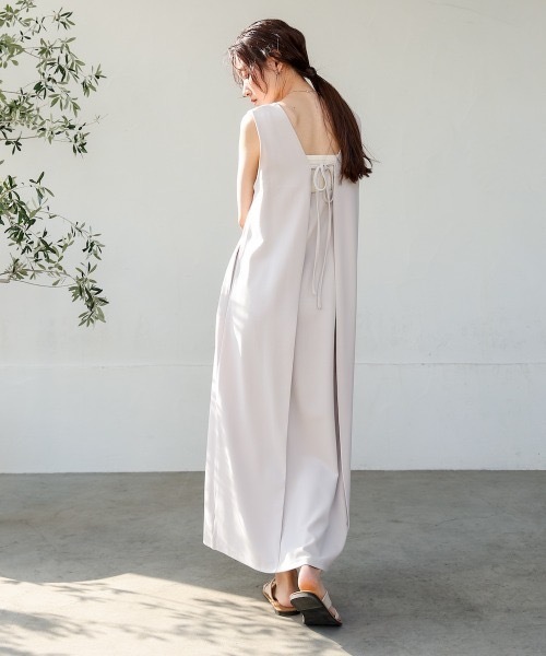 Bab（バブ）の「【低身長さん向けサイズあり】【マタニティ】【イージーケア】イージージョーゼット前後2WAYジャンパースカート（ワンピース・レディース・ブラック/モカ/ベージュ/チャコールグレー/アイボリー・SMALL/MEDIUM）」の14枚目の写真