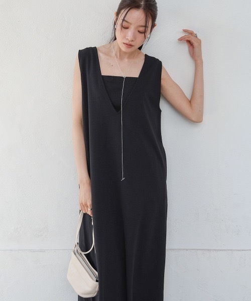 Bab（バブ）の「【低身長さん向けサイズあり】【マタニティ】【イージーケア】イージージョーゼット前後2WAYジャンパースカート（ワンピース・レディース・ブラック/モカ/ベージュ/チャコールグレー/アイボリー・SMALL/MEDIUM）」の16枚目の写真