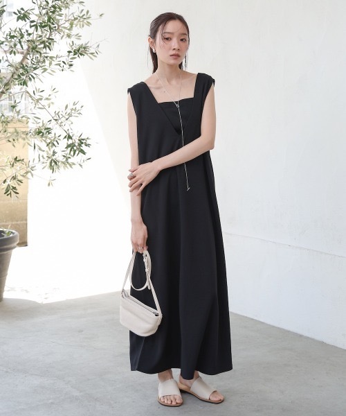 Bab（バブ）の「【低身長さん向けサイズあり】【マタニティ】【イージーケア】イージージョーゼット前後2WAYジャンパースカート（ワンピース・レディース・ブラック/モカ/ベージュ/チャコールグレー/アイボリー・SMALL/MEDIUM）」の17枚目の写真