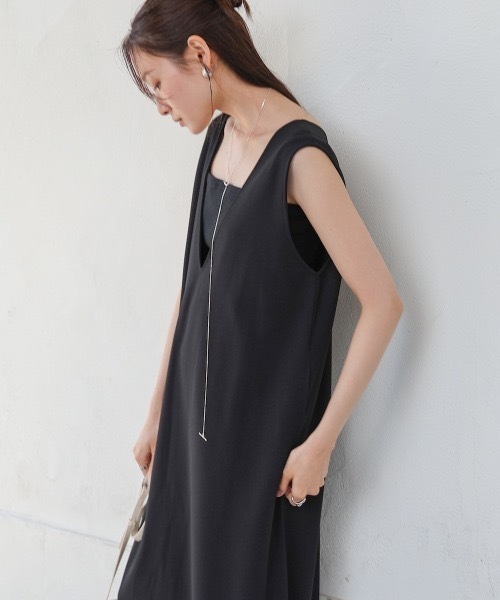 Bab（バブ）の「【低身長さん向けサイズあり】【マタニティ】【イージーケア】イージージョーゼット前後2WAYジャンパースカート（ワンピース・レディース・ブラック/モカ/ベージュ/チャコールグレー/アイボリー・SMALL/MEDIUM）」の21枚目の写真