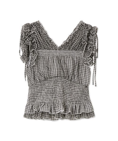 SNIDEL（スナイデル）の「シャーリングフリルブラウス（シャツ/ブラウス・レディース・ブラック/ホワイト/レッド・F）」の14枚目の写真