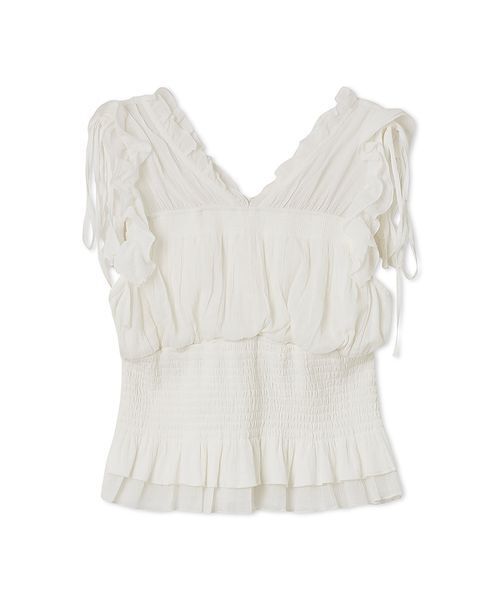 SNIDEL（スナイデル）の「シャーリングフリルブラウス（シャツ/ブラウス・レディース・ブラック/ホワイト/レッド・F）」の19枚目の写真