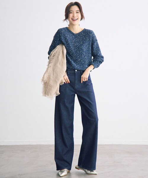 自由区（ジユウク）の「ウスカルデニムワイドストレート パンツ（デニムパンツ・レディース・ネイビー系/ダルブルー系/ダルブルー系9/アイボリー・40/38/36）」の5枚目の写真