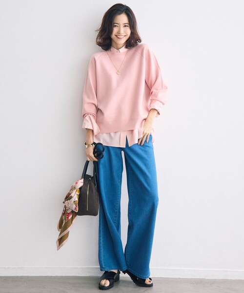 自由区（ジユウク）の「ウスカルデニムワイドストレート パンツ（デニムパンツ・レディース・ネイビー系/ダルブルー系/ダルブルー系9/アイボリー・40/38/36）」の8枚目の写真