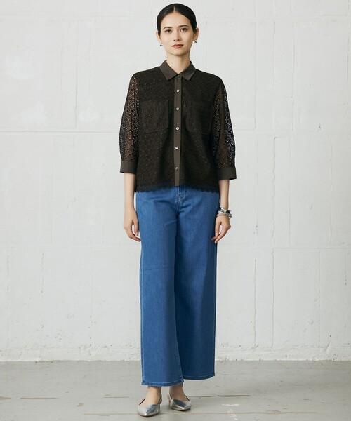 自由区（ジユウク）の「ウスカルデニムワイドストレート パンツ（デニムパンツ・レディース・ネイビー系/ダルブルー系/ダルブルー系9/アイボリー・40/38/36）」の9枚目の写真