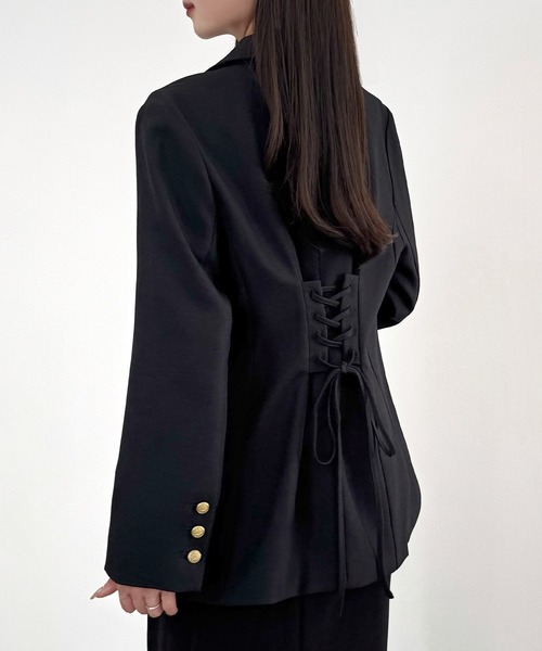 バックレースアップテーラードジャケット（テーラードジャケット