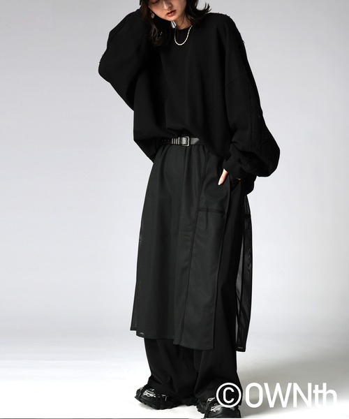 antiqua（アンティカ）の「メッシュ切替 ワイドパンツ（その他パンツ・レディース・ブラック・LARGE/MEDIUM）」の3枚目の写真