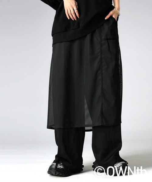 antiqua（アンティカ）の「メッシュ切替 ワイドパンツ（その他パンツ・レディース・ブラック・LARGE/MEDIUM）」の4枚目の写真