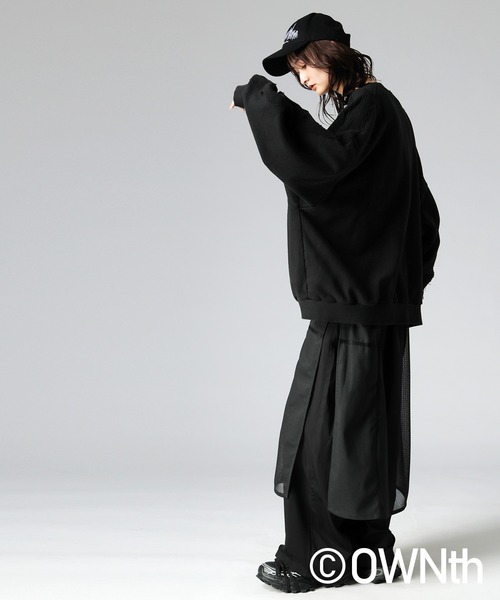 antiqua（アンティカ）の「メッシュ切替 ワイドパンツ（その他パンツ・レディース・ブラック・LARGE/MEDIUM）」の5枚目の写真