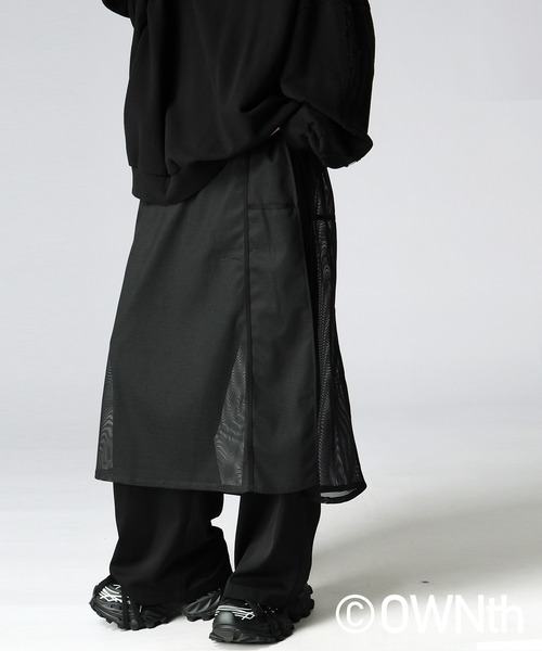 antiqua（アンティカ）の「メッシュ切替 ワイドパンツ（その他パンツ・レディース・ブラック・LARGE/MEDIUM）」の6枚目の写真