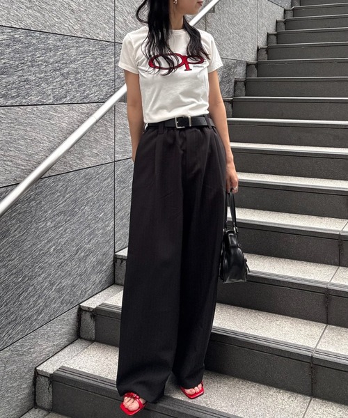 MOUSSY（マウジー）の「OP OVAL MARK Tシャツ（Tシャツ/カットソー・レディース・オフホワイト/レッド/ネイビー・FREE）」の8枚目の写真