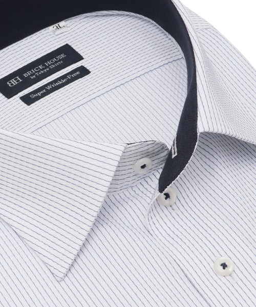TOKYO SHIRTS(トウキョウシャツ)の「【超形態安定】 形態安定ノンアイロン ワイド 半袖ビジネスワイシャツ(大きいサイズ)(ビジネスシャツ・メンズ・ブルー・首回り47cm/首回り45cm)」の2枚目の写真