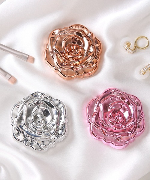 Ein/ローズモチーフ 両面 メイク コンパクトミラー 鏡（手鏡/メイク