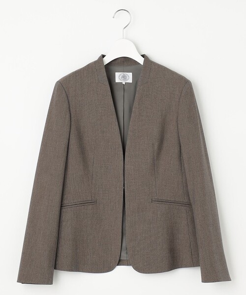 J.PRESS(ジェイプレス)の「【洗える】T/Rアルガンシルク ノーカラー ジャケット(ノーカラージャケット・レディース・ネイビー系/ブラウン系/ライトグレー系・T13/T15)」の7枚目の写真