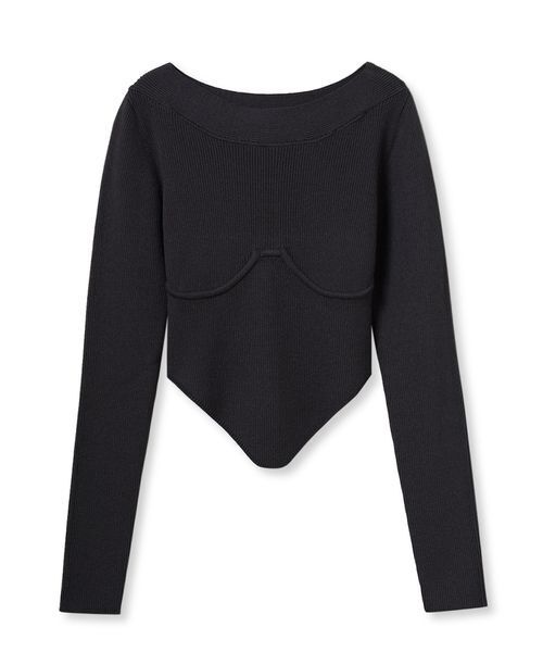 【タグ付き】グッチ ビスチェ リブ ニット 黒 タグ付き】グッチ ビスチェ風 リブ ニット 黒